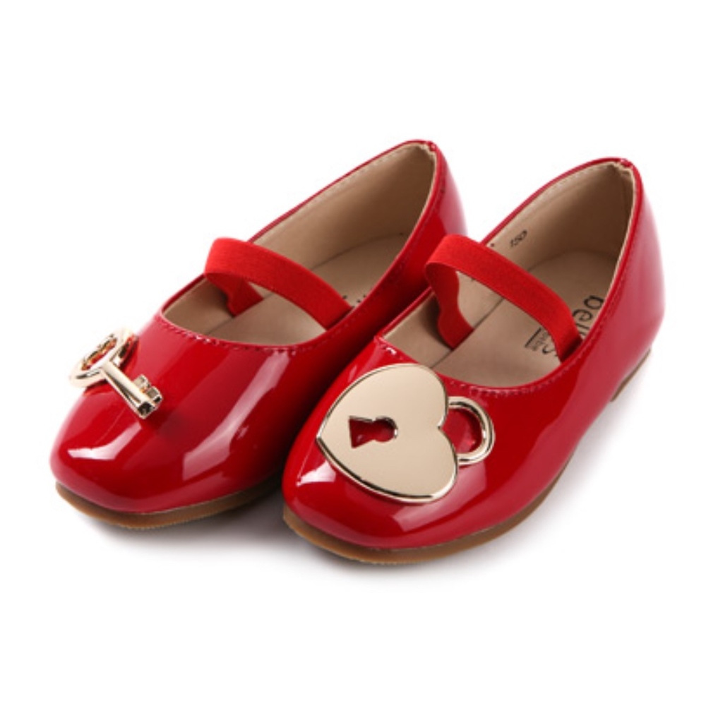 Toddler Girls Lock & Key Mary Jane Flat Red Shoes